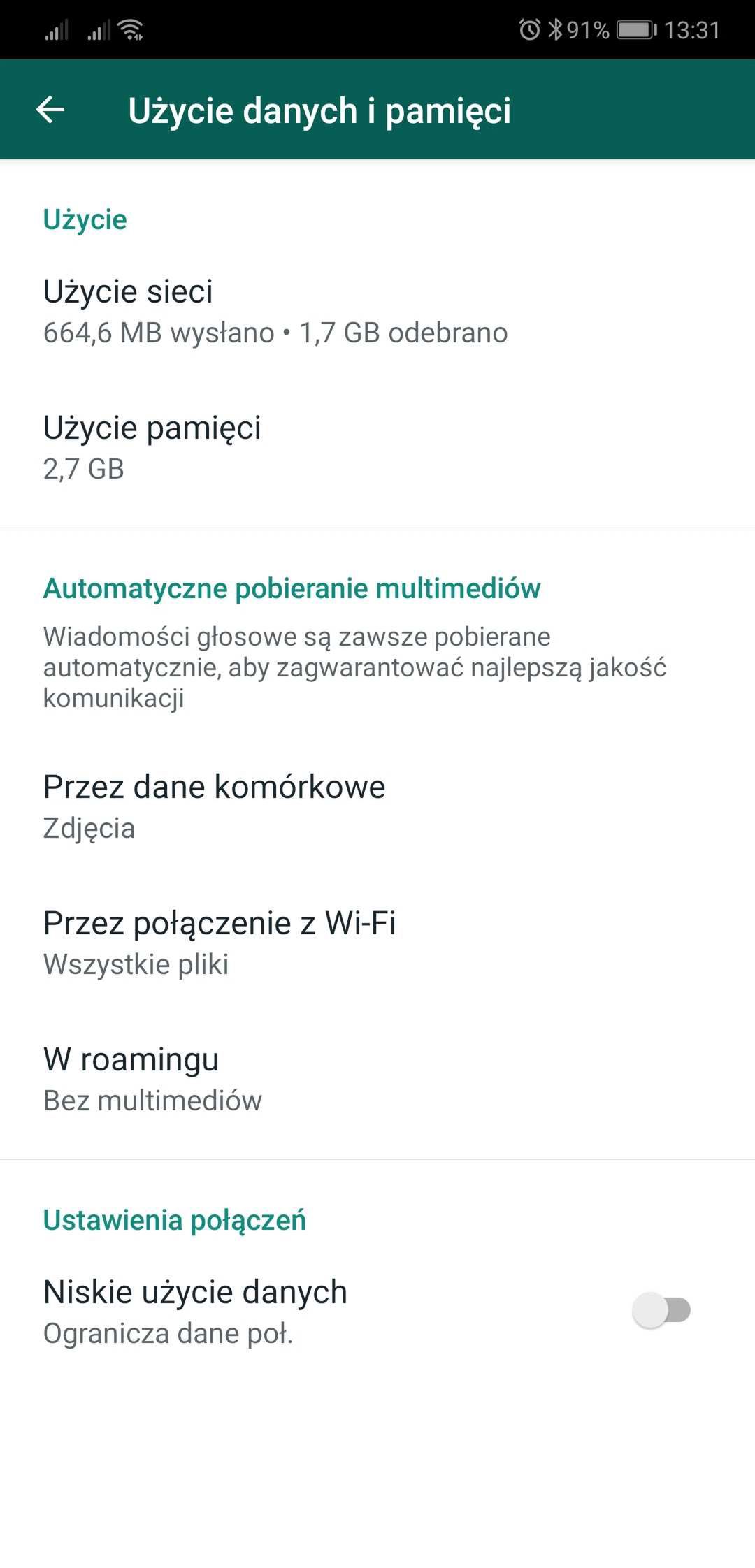 Opcja "Niskie użycie danych" przyda się osobom z niewielkimi pakietami internetu w smartfonach.