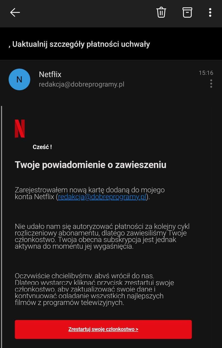 Oszustwo "na Netfłix"