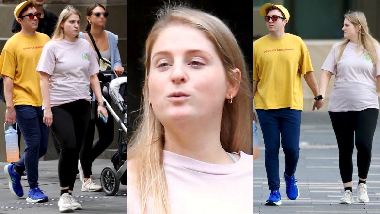 Meghan Trainor prezentuje ciążowy brzuszek na spacerze z mężem aktorem, synem i nianią (ZDJĘCIA)