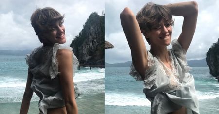 Renulka wypina pupę w koronkowych majtkach na tle... TAJFUNU NA FILIPINACH! (FOTO)