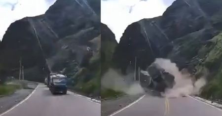 Przerażające wideo. Gigantyczne głazy spadły prosto na drogę