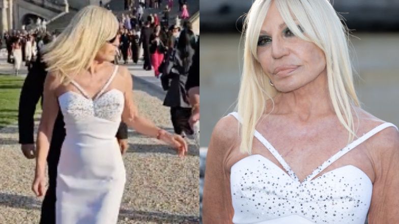 68-letnia Donatella Versace CUDEM dotarła na swoje miejsce podczas pokazu Valentino. LEDWO się poruszała (WIDEO)