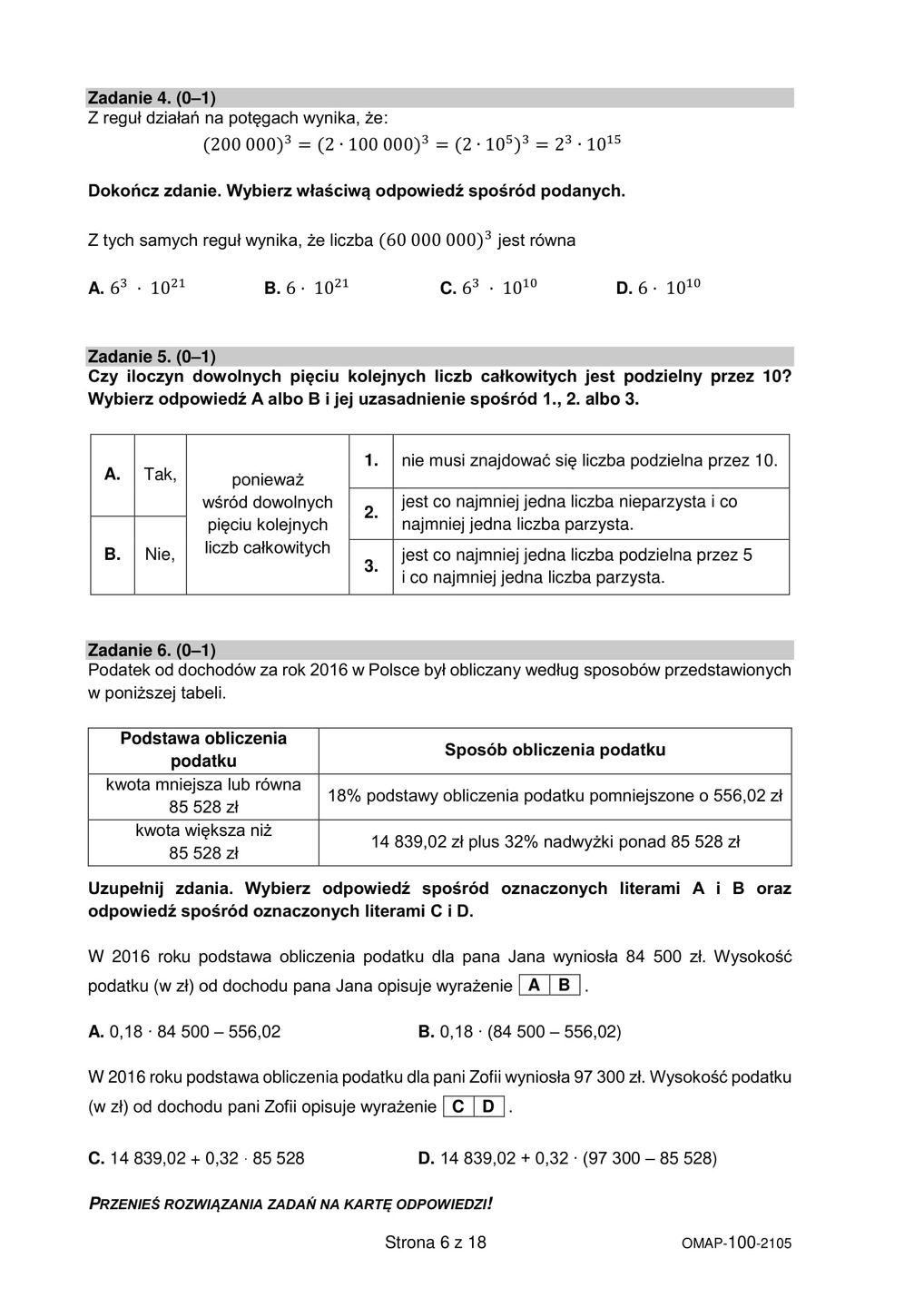 Egzamin ósmoklasisty z matematyki 2021