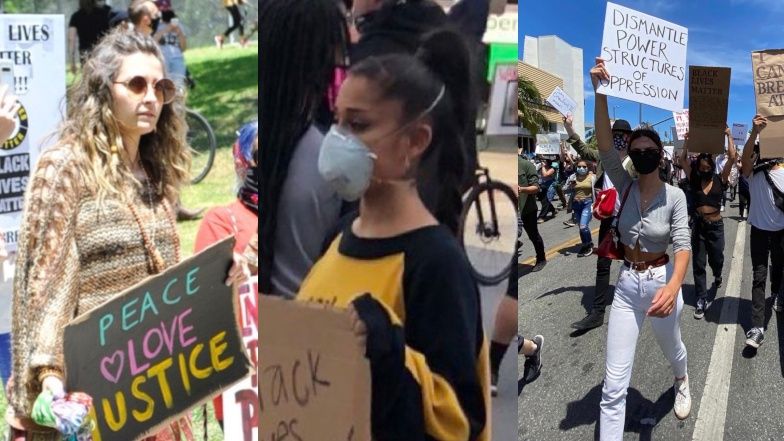 Paris Jackson, Ariana Grande i Emily Ratajkowski podczas protestów w USA