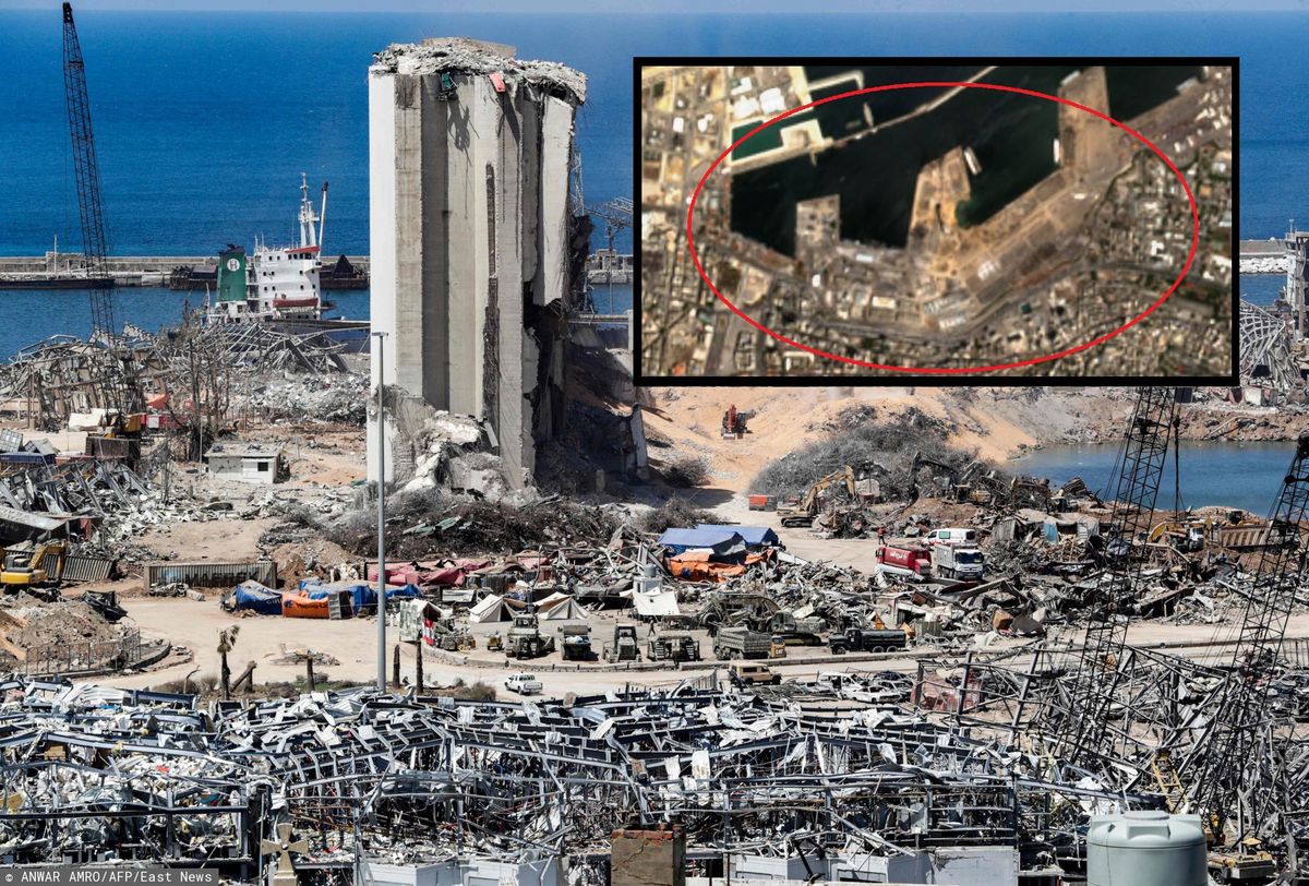 Eksplozja w Bejrucie widziana z kosmosu. Zdjęcia sprzed i po tragedii