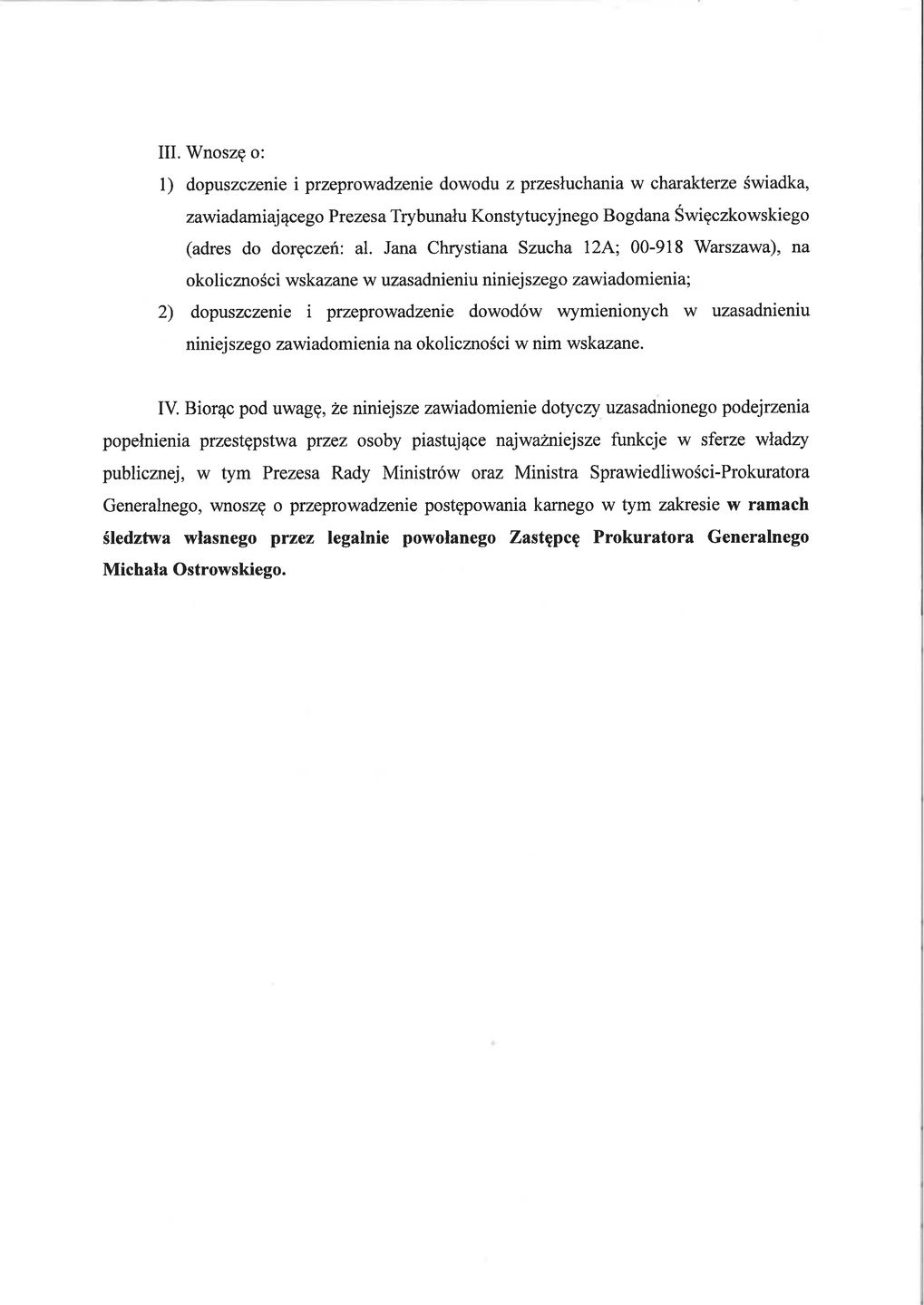 Zawiadomienie Święczkowskiego