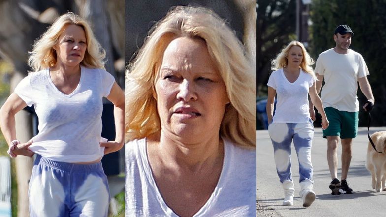 Pamela Anderson na spacerze z mężem "złotą rączką"