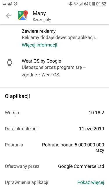 Szczegóły Map Google w testowej wersji, gdzie dostępne są nowe opcje. Zrzut ekranu od Czytelnika Krzysztofa.