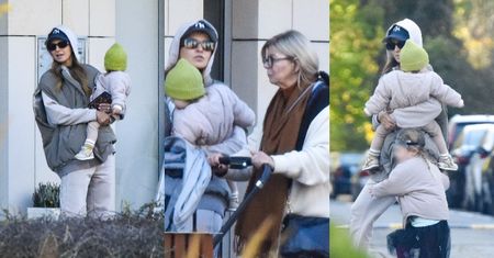 Zakapturzona Anna Lewandowska  przechadza się po ulicach Warszawy z mamą, córkami i wózkiem za ponad 5 TYSIĘCY (ZDJĘCIA)