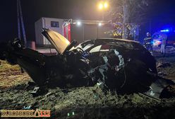 Uderzył w drzewo. Kierowca zakleszczony w aucie