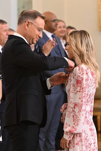 Od lewej: Andrzej Duda i Aleksandra Mirosław. Fot. PAP/Radek Pietruszka