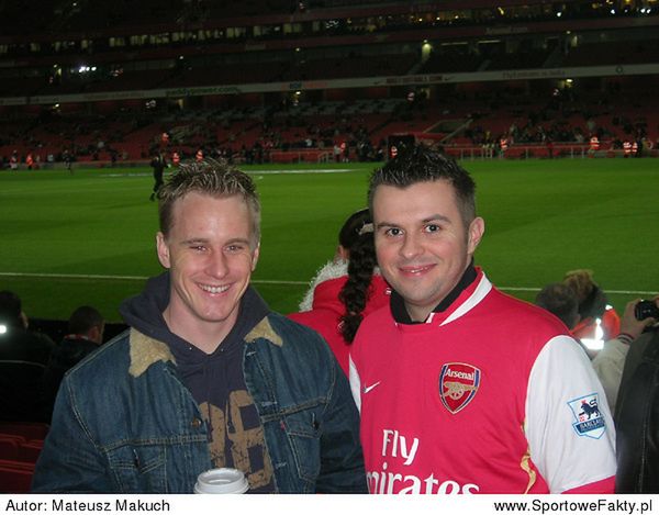 Lee Richardson i Jarosław Dymek przed wspominanym meczem Arsenalu Londyn