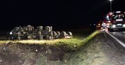 Zarszyn: Po wystrzale opony ciężarówka wypadła z drogi do rowu. W wypadku zginął 42-letni kierowca