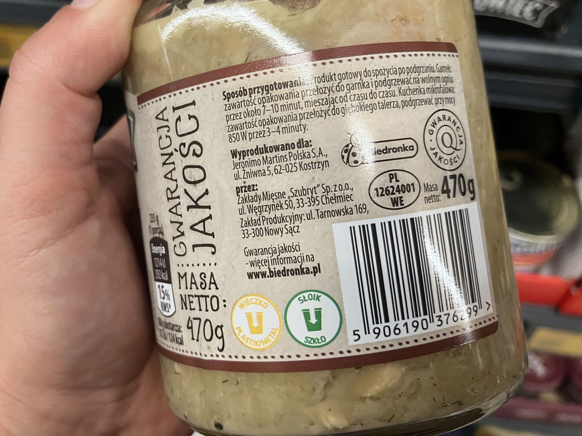 Sposób przygotowania zalecany przez producenta