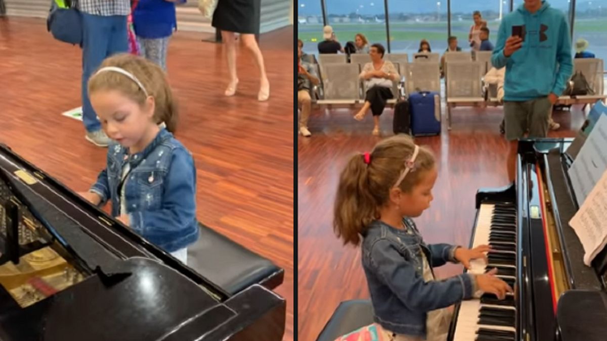 6-letnia Martina dała występ na lotnisku.