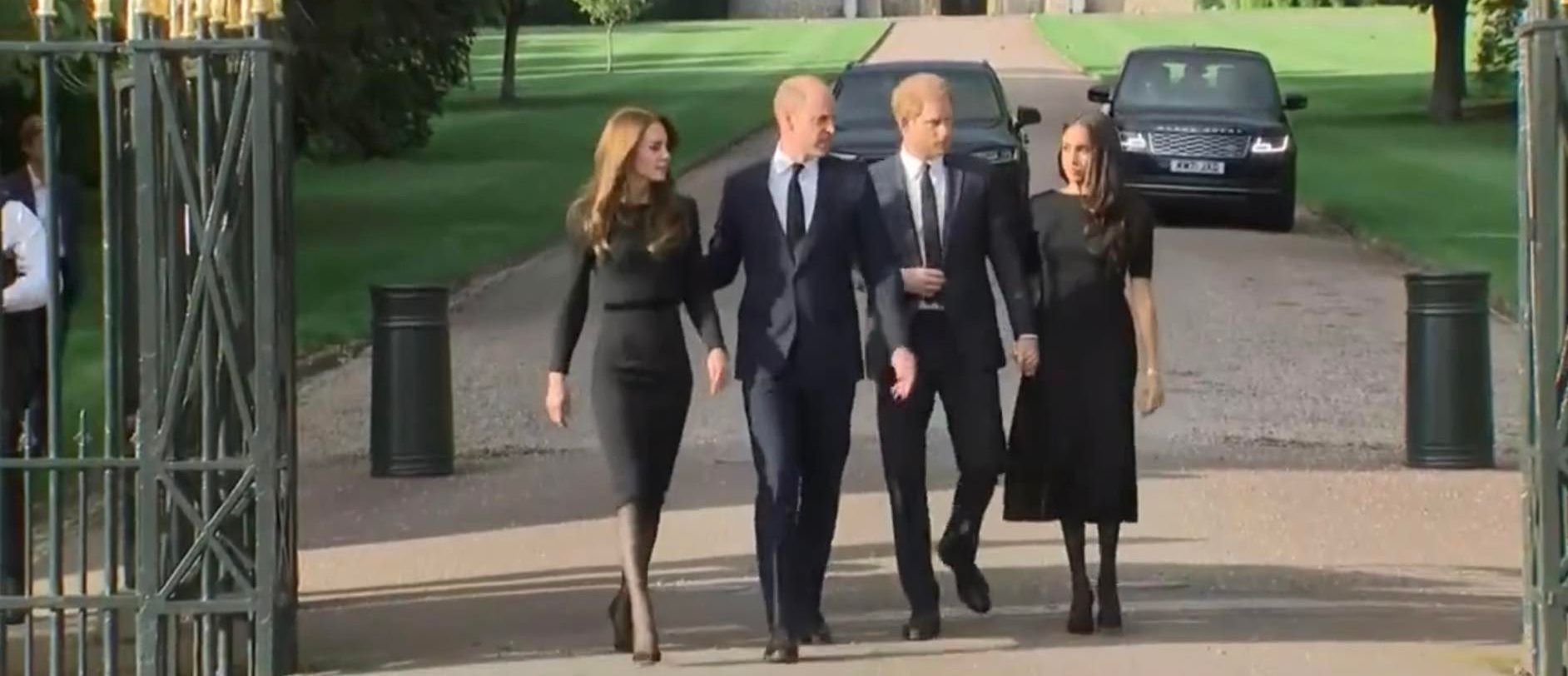Książęta William i Harry z Kate Middleton i Meghan Markle w Windsorze