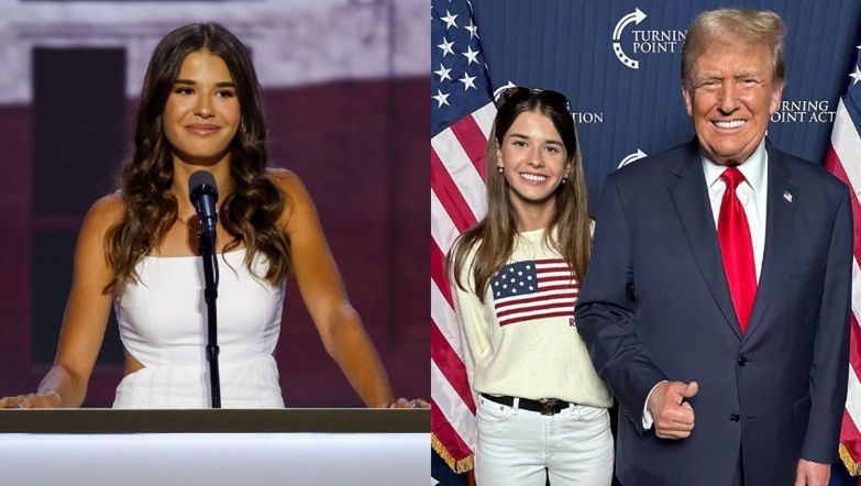 A 17-year-old granddaughter of Donald Trump defended her grandfather in a speech