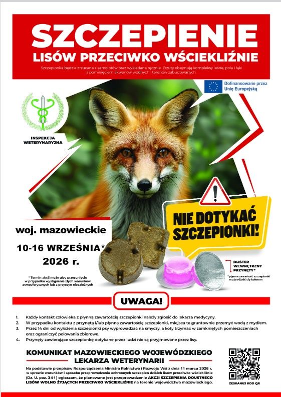 Szczepienie lisów na terenie woj. mazowieckiego 