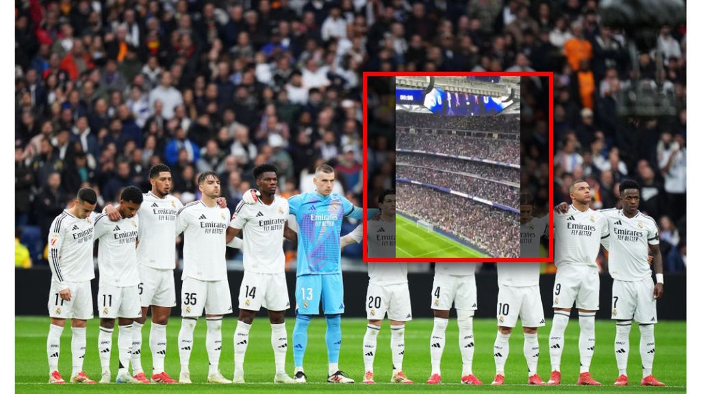 Getty Images / Angel Martinez/Getty Images i AS / Piłkarze Realu Madryt podczas minuty ciszy na Santiago Bernabeu w meczu z Rayo Vallecano