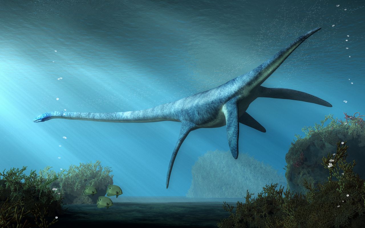 Ilustracja przedstawiająca elasmozaura