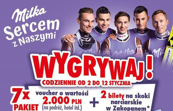 Milka rozdaje bilety na konkurs skoków narciarskich w Zakopanem