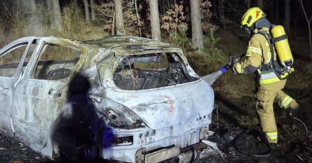 DW 179. Auto stanęło w ogniu. Szybka akcja strażaków