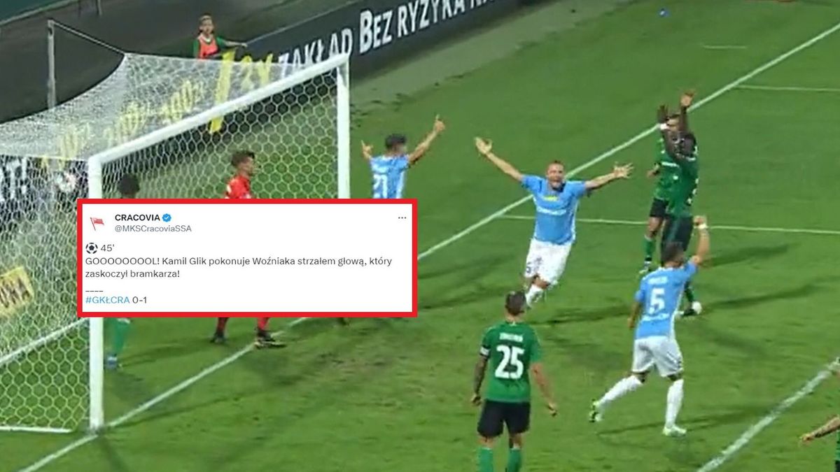 Zdjęcie okładkowe artykułu: Twitter / Polsat Sport / Na zdjęciu: gol na 1:0 dla Cracovii w meczu z Górnikiem Łęczna