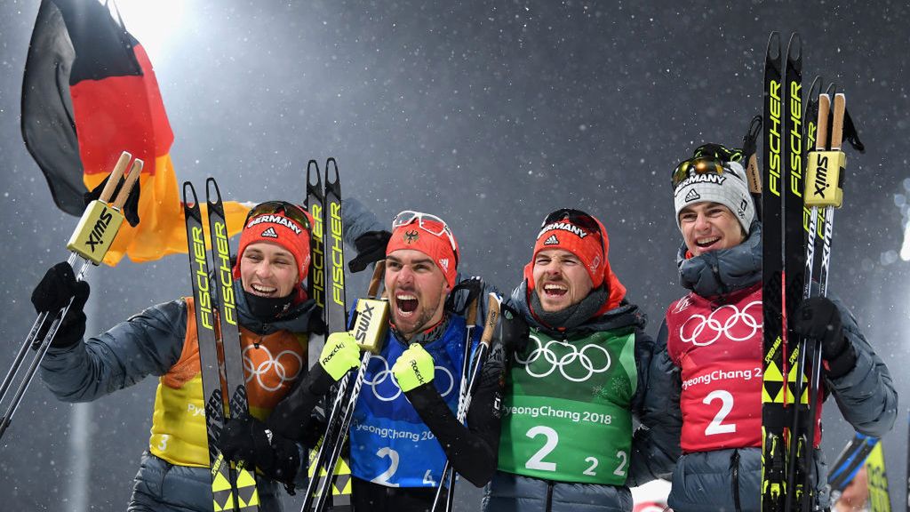 Getty Images /  Matthias Hangst / Od lewej: Johannes Rydzek, Vinzenz Geiger, Fabian Riessle, Eric Frenzel