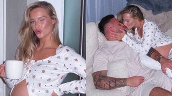 Karolina Pisarek eksponuje CIĄŻOWE KRĄGŁOŚCI i posyła buziaka mężowi w domowej sesji. "Tylko nasza trójka" (FOTO)