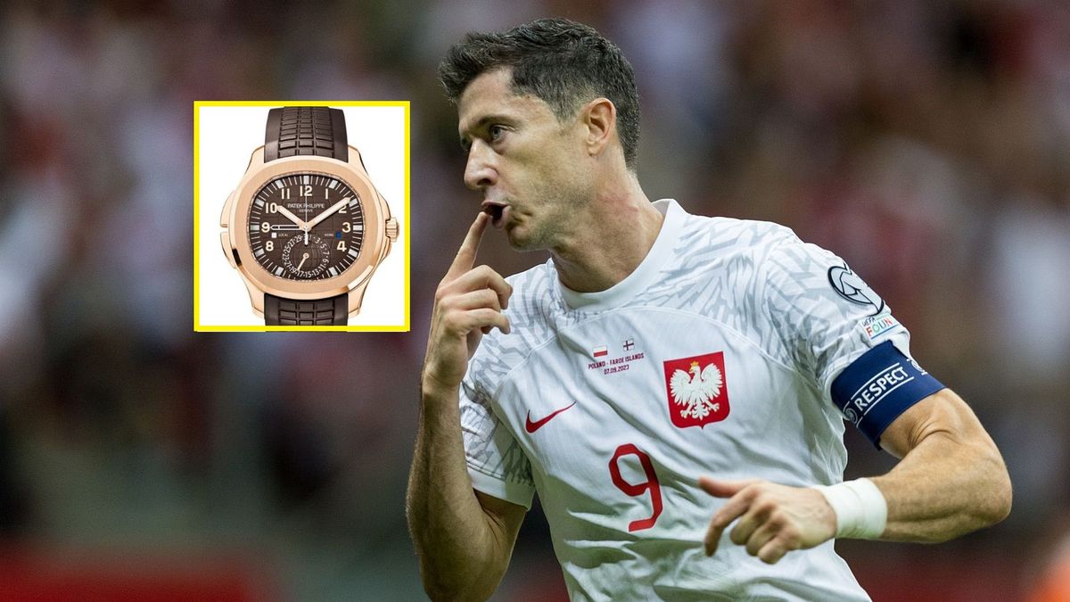 Robert Lewandowski/ na małym zdjęciu: zegarek Patek Philippe Aquanaut