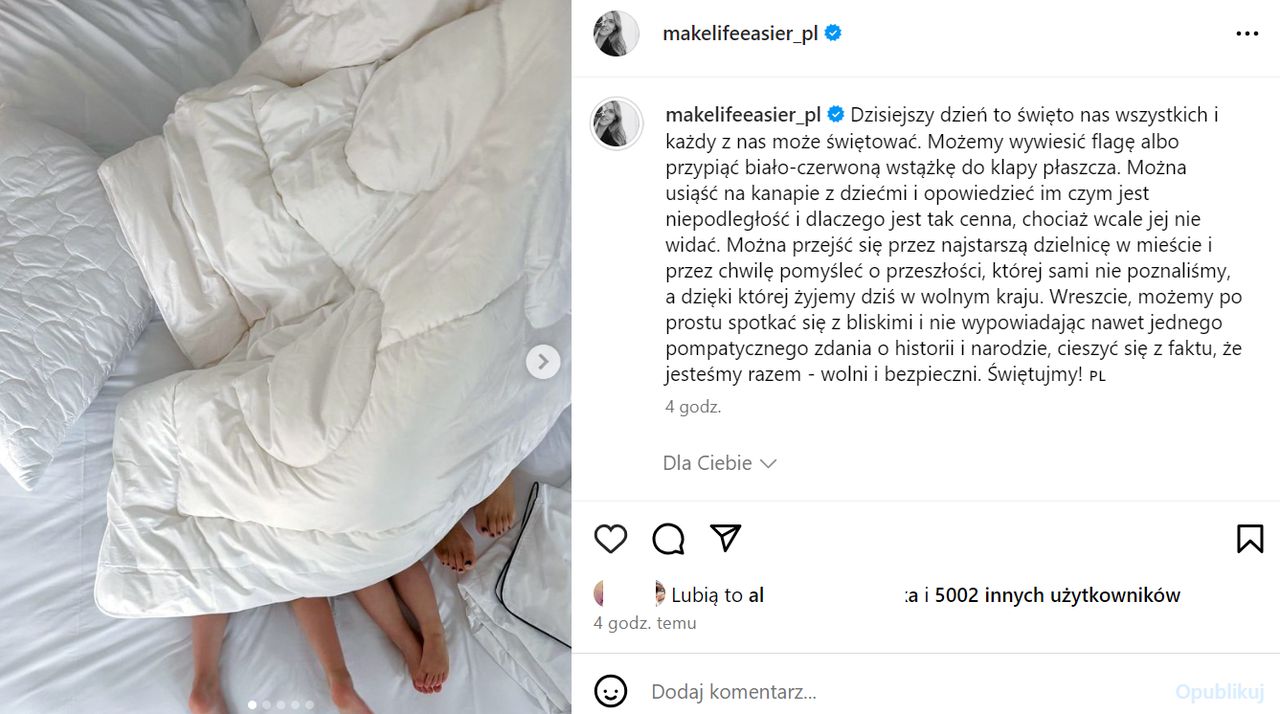 Wpis Katarzyny Tusk na Instagramie