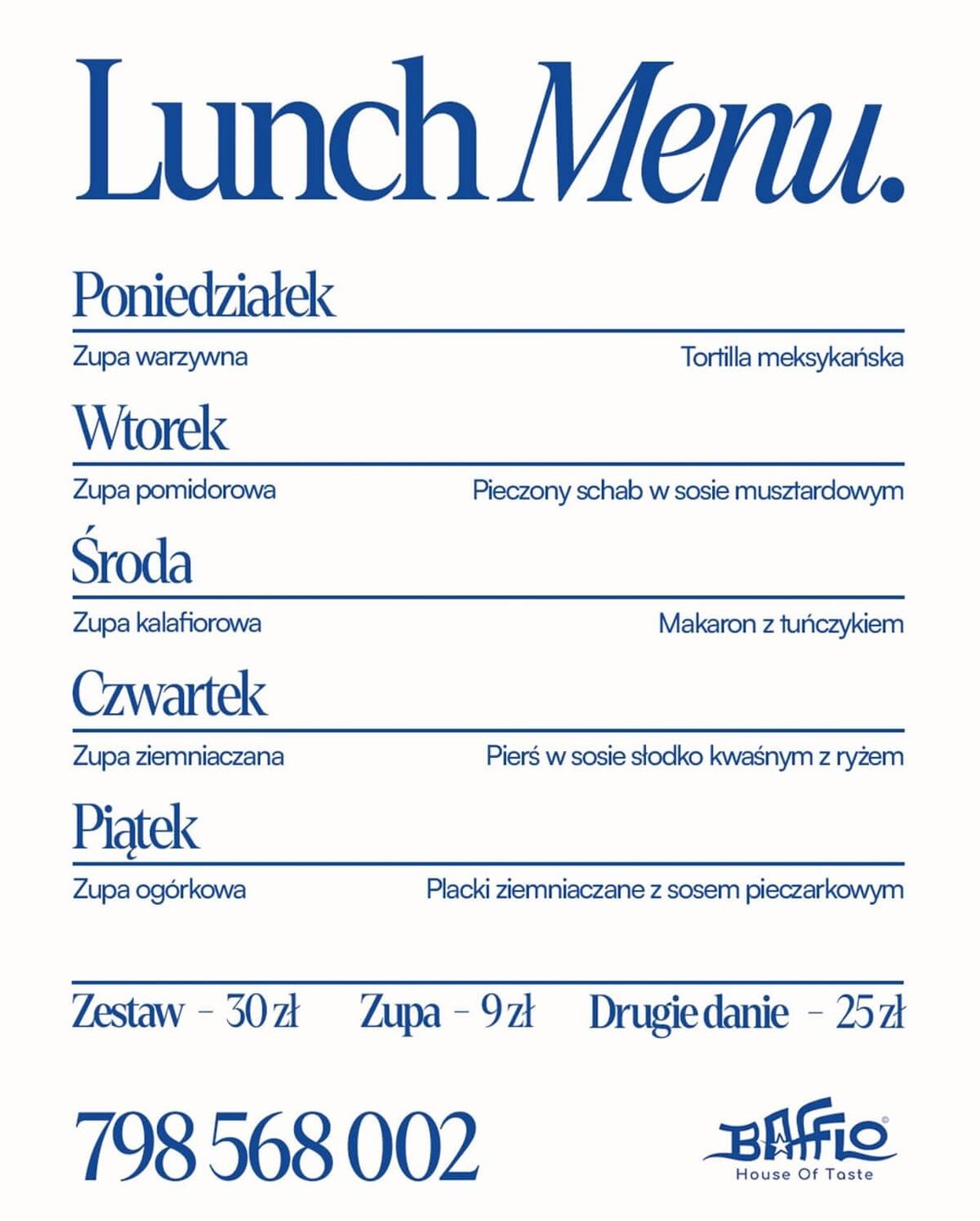 Bafflo lunch 17-21 marca