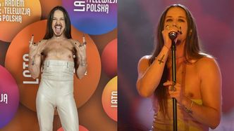 Michał Szpak świeci klatą w skórzanym kostiumie na koncercie TVP
