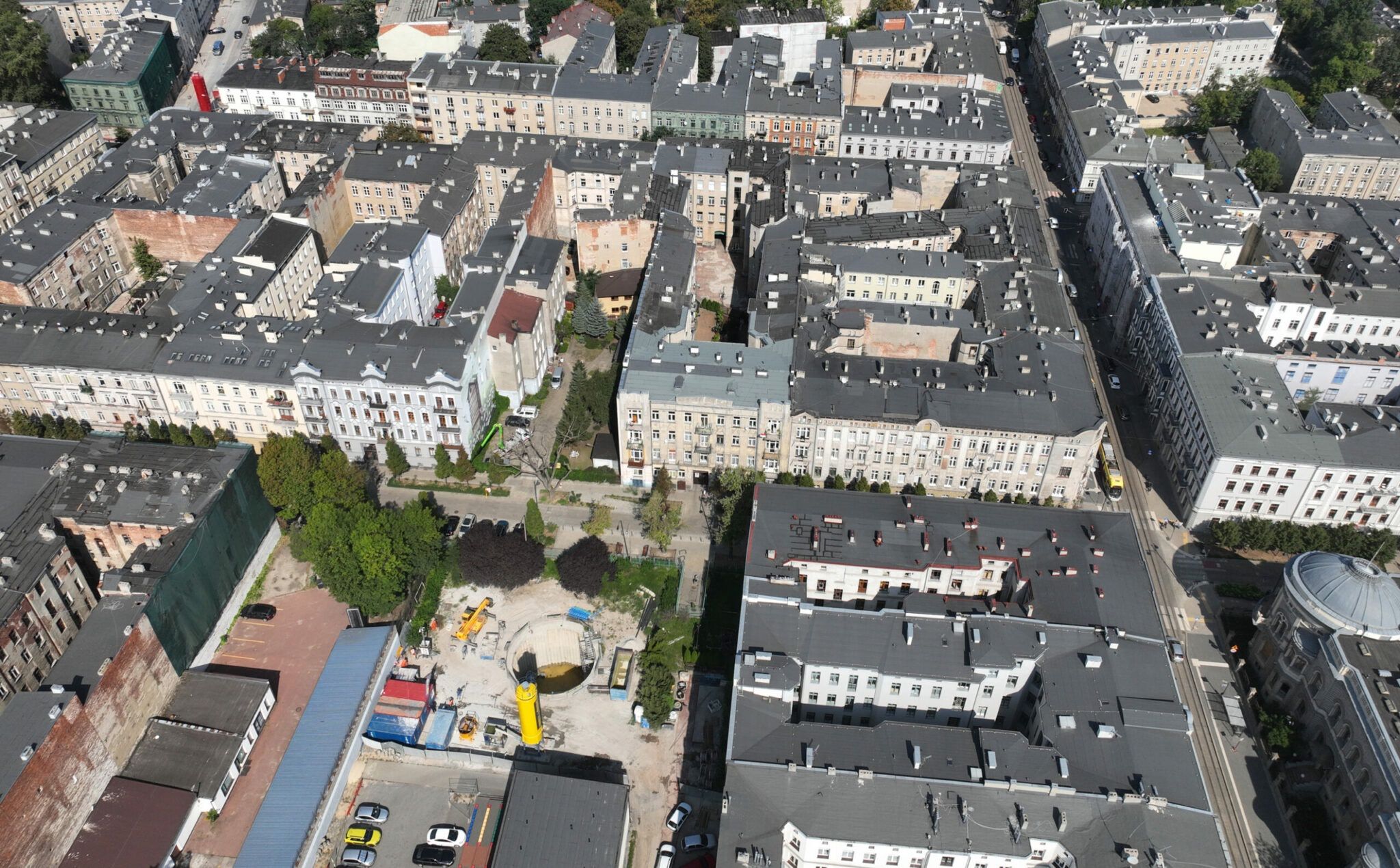 Centrum Łodzi, przez które przechodzi TBM "Katarzyna"