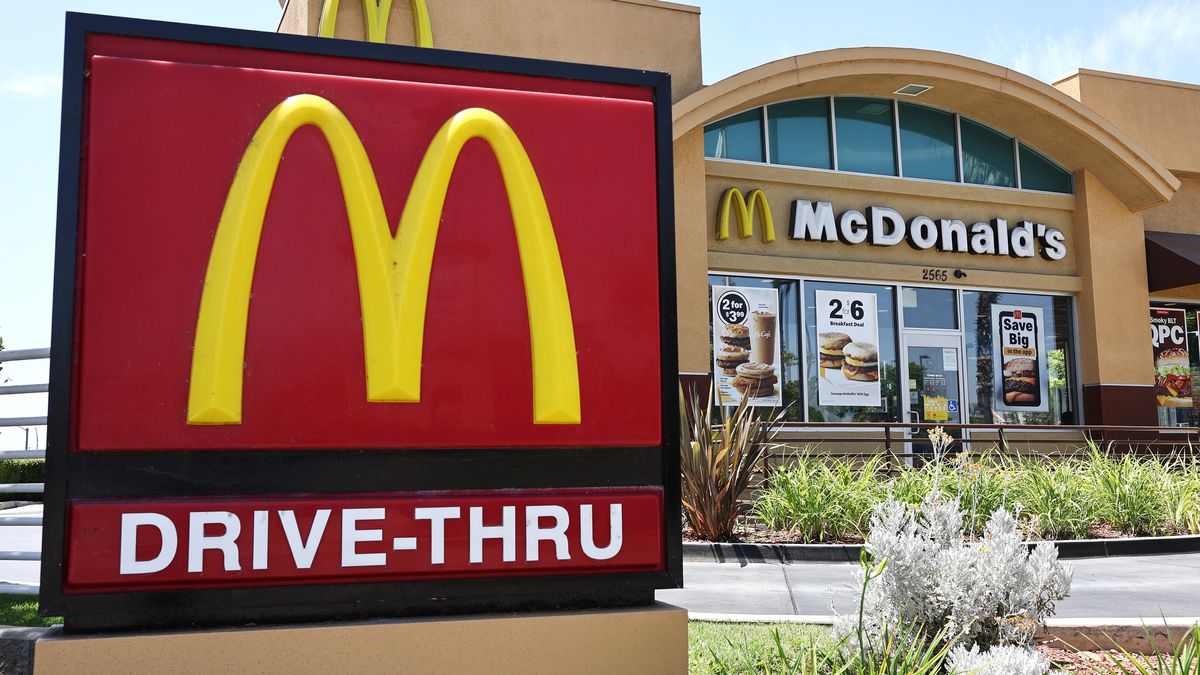 BURBANK, CALIFORNIA - JULY 22: A McDonald's restaurant is viewed on July 22, 2024 in Burbank, California. McDonald’s is extending its $5 meal deal in most U.S. restaurants past its initial four-week offering with the fast-food icon saying the offer has driven customers back to its restaurants. (Photo by Mario Tama/Getty Images)