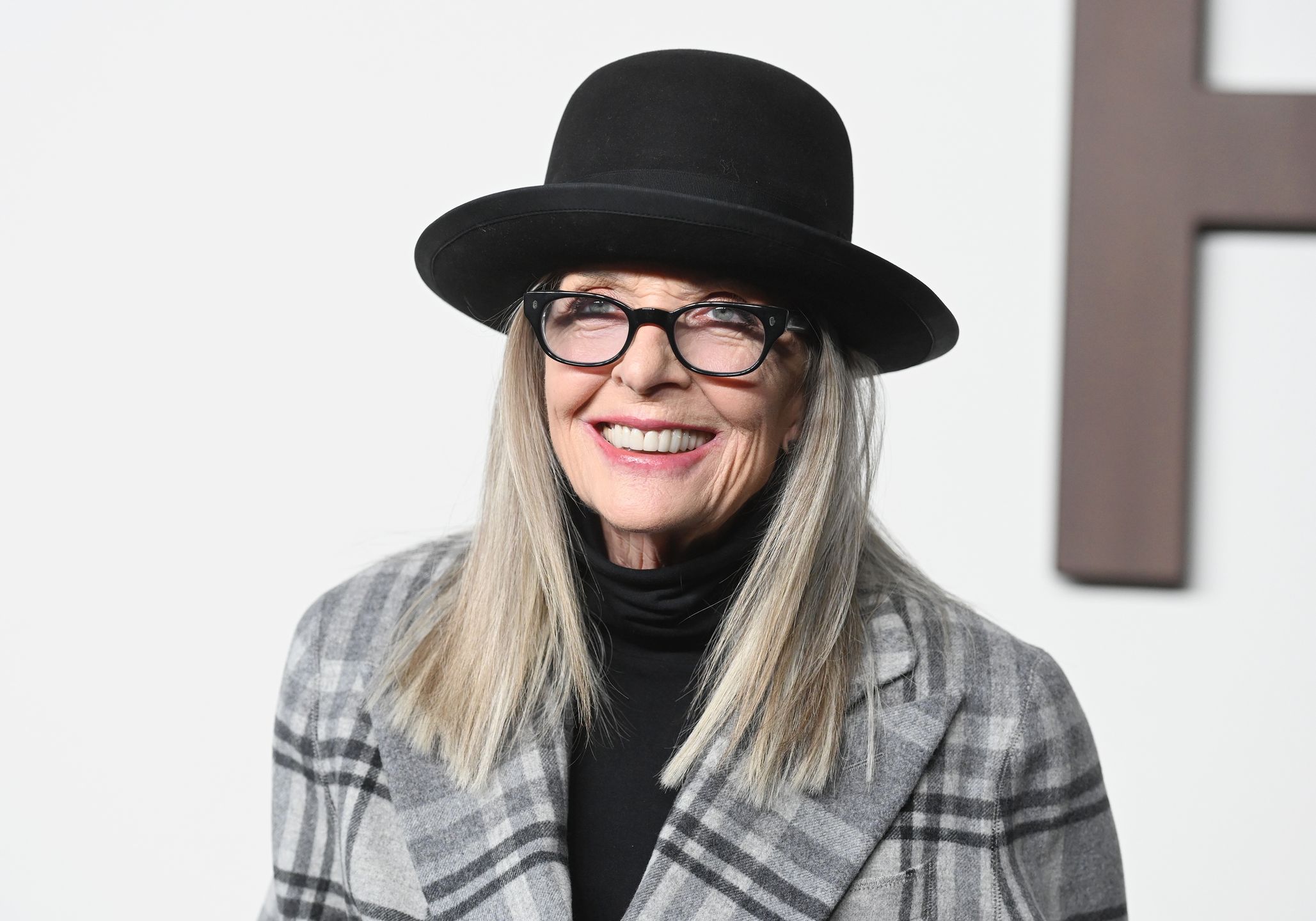 Diane Keaton at the Ralph Lauren Spring 2024 Ready To Wear Fashion Show at the Brooklyn Navy Yard on September 8, 2023 in Brooklyn, New York. (Photo by Gilbert Flores/WWD via Getty Images)