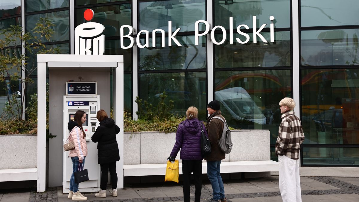 PKO Bank Polski logo is seen on Rotunda building in Warsaw, Poland on November 13, 2024. (Photo by Jakub Porzycki/NurPhoto via Getty Images)