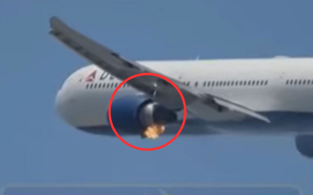 Silnik w ogniu tuż po starcie. Nagranie z Los Angeles