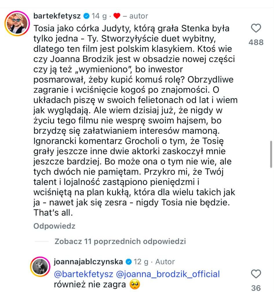 Joanna Brodzik też nie zagra w nowym "Nigdy w życiu"