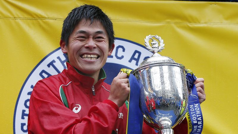 Yuki Kawauchi po zwycięstwie w maratonie w Bostonie