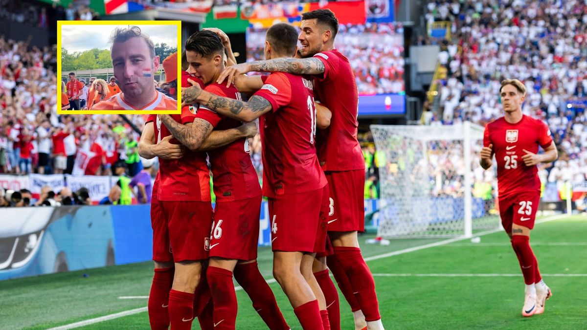 Na zdjęciu: piłkarze reprezentacji Polski, w ramce kibic Holandii