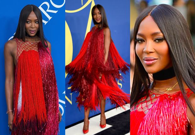 Naomi Campbell odbiera nagrodę "ikony mody" w efektownej sukni