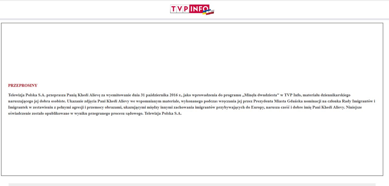 Kadr z portalu TVP Info z dn. 30.10.23 r. 