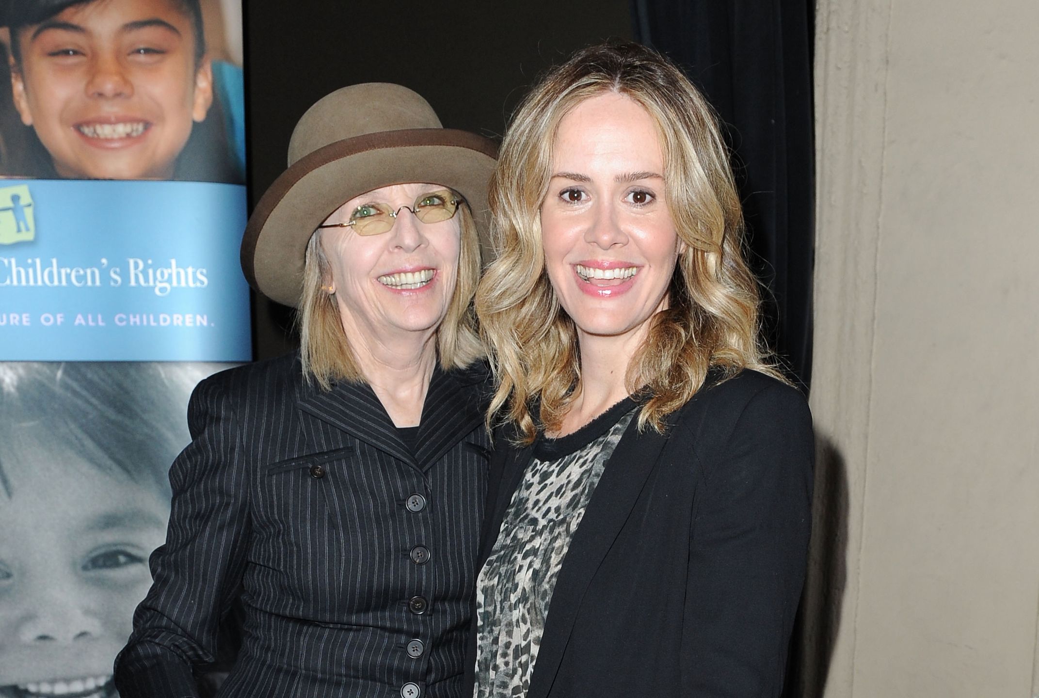 Alliance For Children's Rights 3rd Annual Celebrity Right To Laugh Event - ArrivalsHOLLYWOOD, CA - JUNE 12:  Actress Diane Keaton (L) and actress Sarah Paulson arrive at the Alliance For Children's Rights 3rd annual celebrity right to laugh event at Avalon on June 12, 2012 in Hollywood, California.  (Photo by Allen Berezovsky/Getty Images)Allen BerezovskyBlack, Celebrities, Fashion, Hat, Smile
