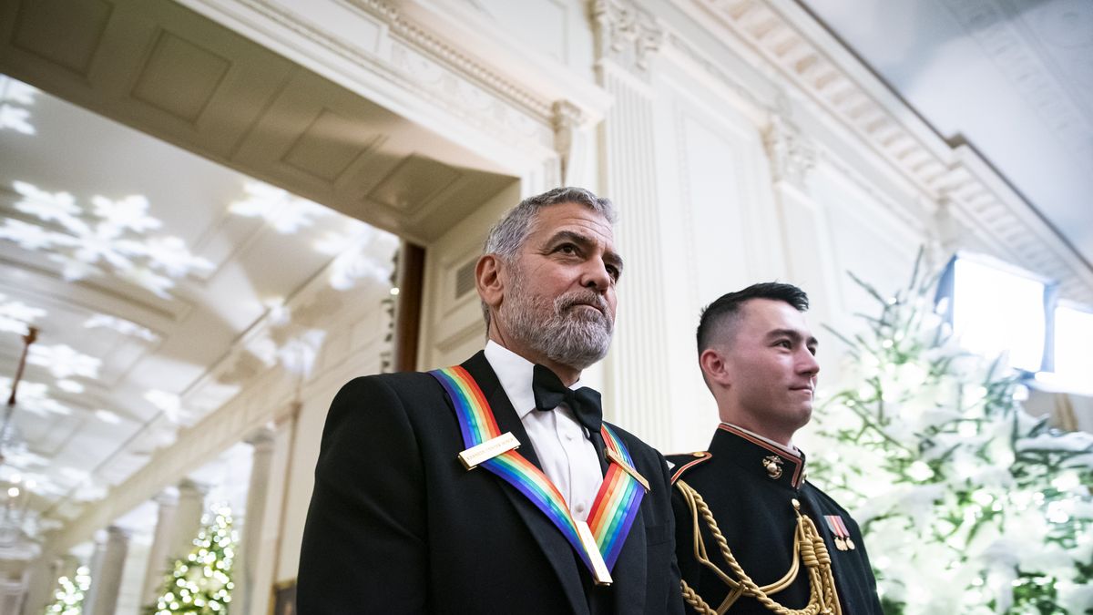 WASHINGTON, DC - DECEMBER 4: Actor and filmmaker George Clooney arrives during the Kennedy Center Honorees Reception in the East Room of the White House on Sunday, December 4, 2022 in Washington, DC. The John F. Kennedy Center for the Performing Arts 45th Honorees for lifetime artistic achievements include actor and filmmaker George Clooney; singer-songwriter Amy Grant; singer Gladys Knight; composer Tania León; and Irish rock band U2, comprised of band members Bono, The Edge, Adam Clayton, and Larry Mullen Jr. (Photo by Al Drago for The Washington Post via Getty Images)