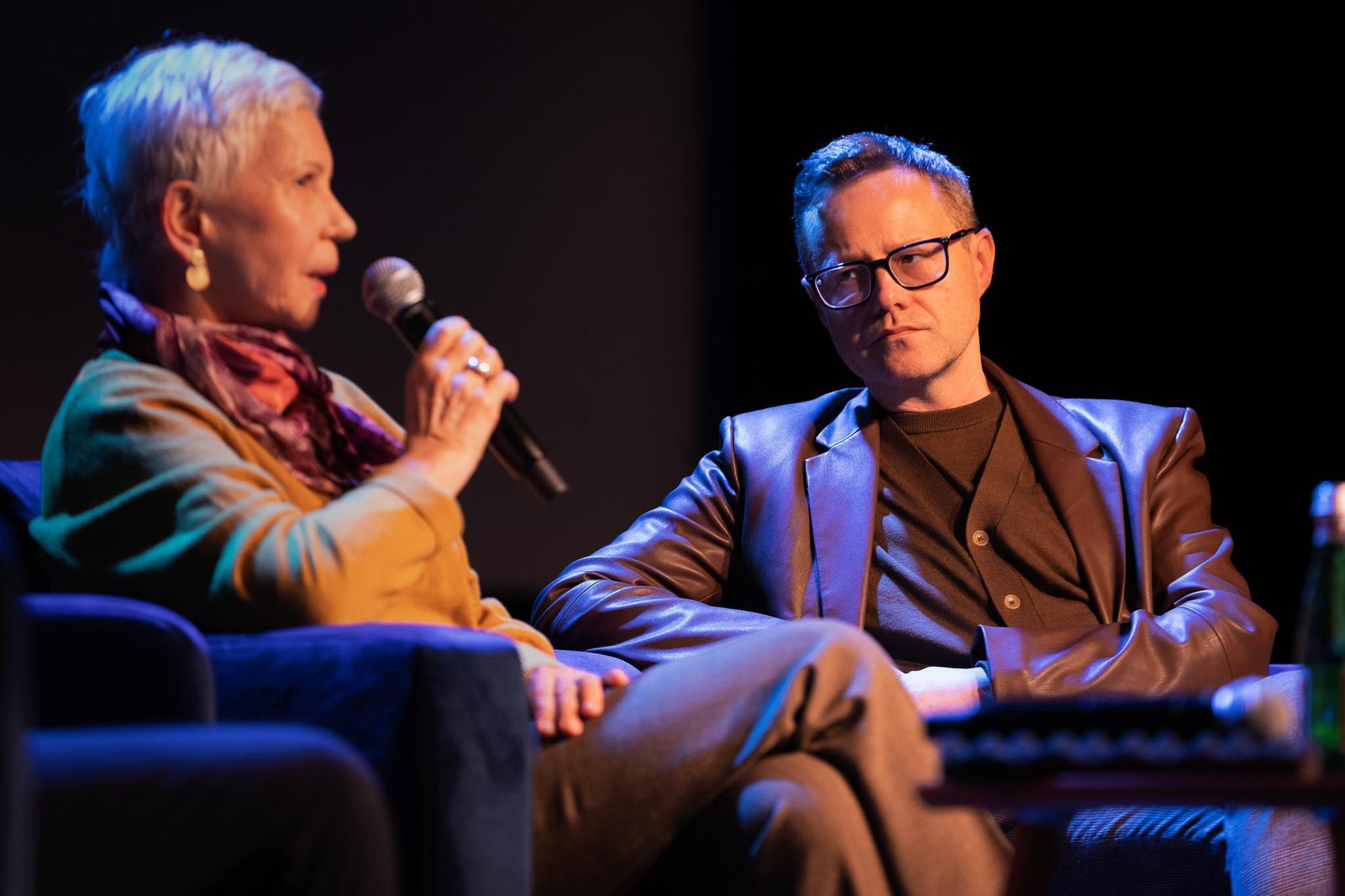 Irena Strzałkowska, producentka filmów Zanussiego, Małgorzata Zajączkowska, aktorka w filmach Zanussiego i krytyk filmowy Łukasz Maciejewski 
