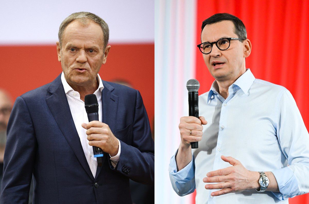 Po lewej Donald Tusk, po prawej Mateusz Morawiecki