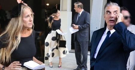Naburmuszona Sarah Jessica Parker i serialowy "Mr. Big" znowu razem na planie "And Just Like That" (ZDJĘCIA)