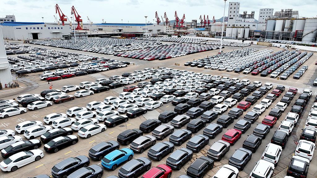 Port Vehicles Export
A large number of vehicles wait to be loaded onto ships for export at the port of Lianyungang in Jiangsu Province, China, on September 11, 2025. (Photo by Costfoto/NurPhoto via Getty Images)
NurPhoto
vehicles, commerce, port operations, maritime, trade, nurphoto, costfoto, international, export hub, china, september 11, distribution, freight, vehicle shipment, export logistics, sea transport, export market, automotive, global trade, exportation, export, ships, logistics, cargo, port, loaded