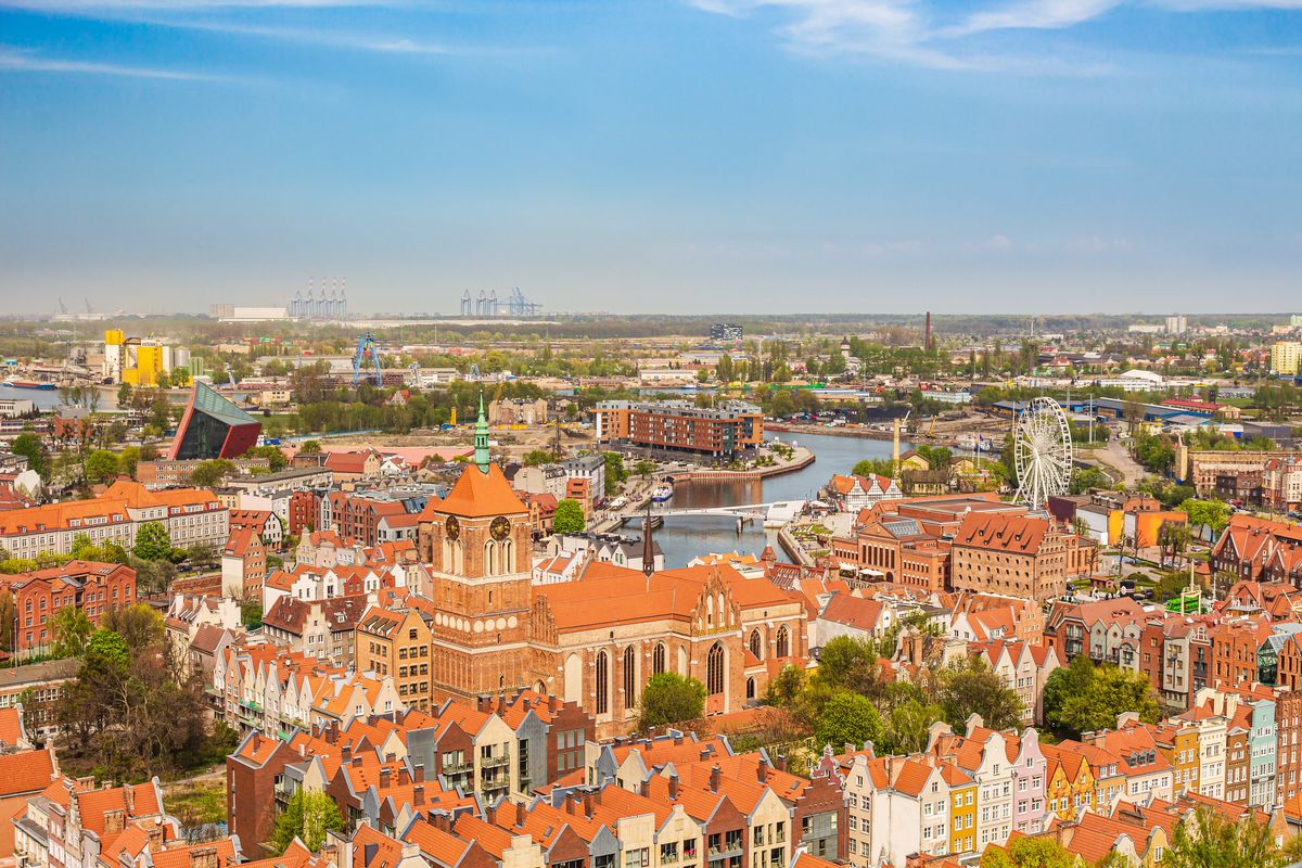 Panorama Gdańska z widokiem na muzeum 